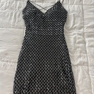 Windsor Black and Silver Sequin Mini Dress